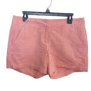 Size 8 J. Crew City Fit salmon pink and white striped seersucker shorts